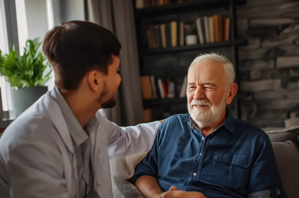 Chiropractor consulting with patient in modern clinic setting