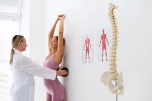 Female patient receiving chiropractic treatment for scoliosis