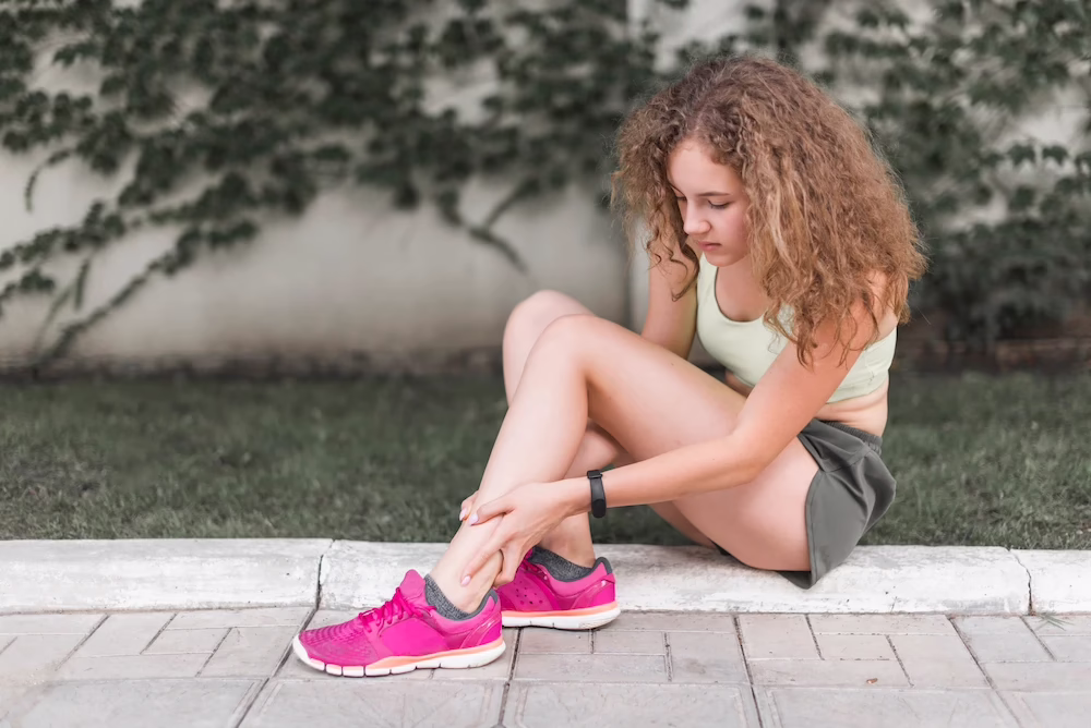 Person experiencing leg pain caused by spinal nerve issues